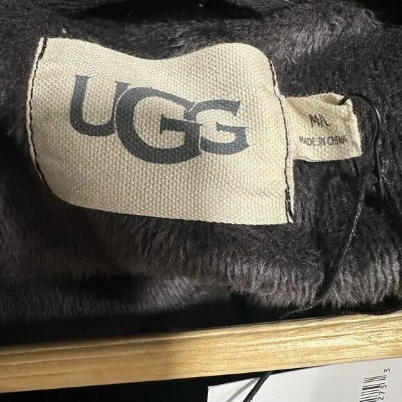 NEW UGG Men's Robinson Robe Black Heather Grey Lined Size M/L - Picture 6 of 9